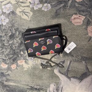 Coach Black Crossbody Bag with Heart Print